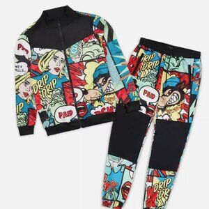Reason Brand Paid Comic Print Track Set Tracksuit 2 Piece Set Men's